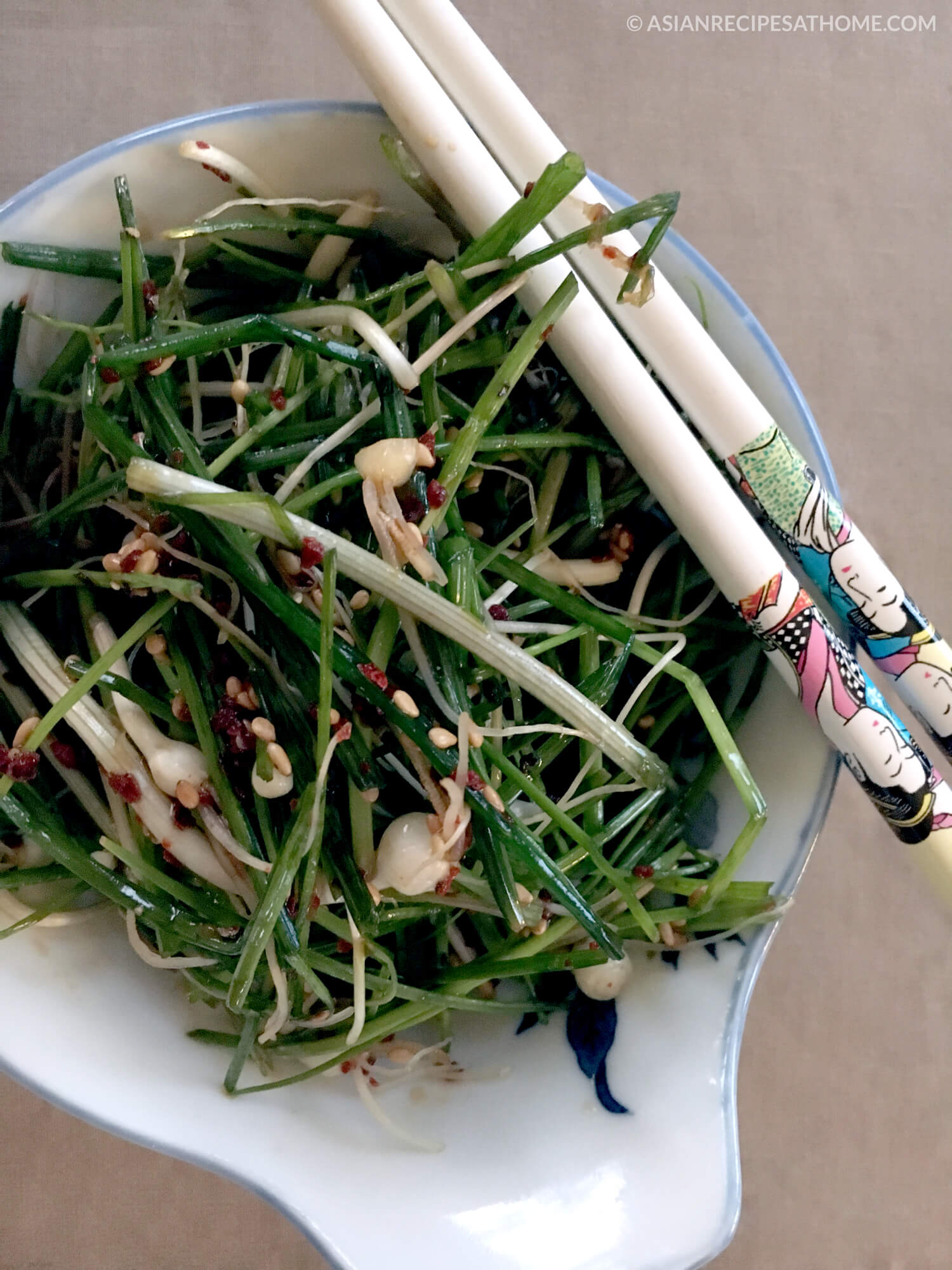 This popular fresh Korean green onion salad recipe is very easy to make and you only need six ingredients. 
