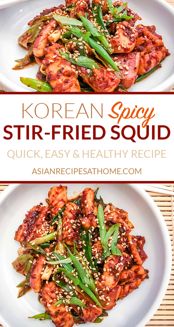 This simple Korean spicy stir-fried squid recipe is packed with flavor and only utilizes a few Korean must-have pantry ingredients.