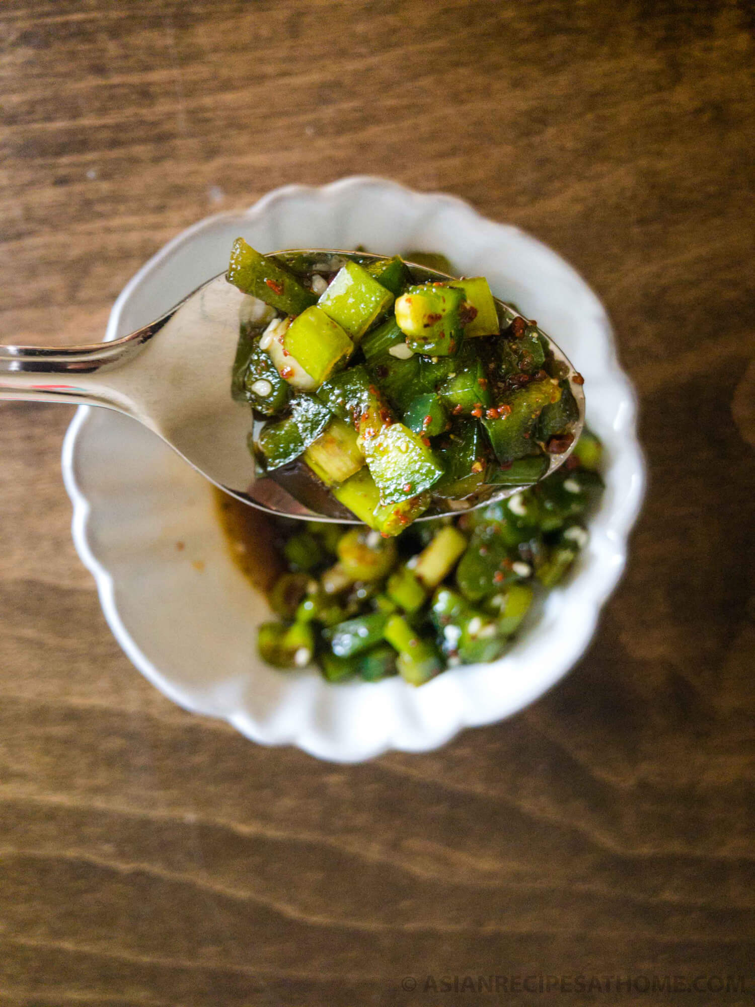 Spoonful of Asian-style Jalapeno and Green Onion Sauce.