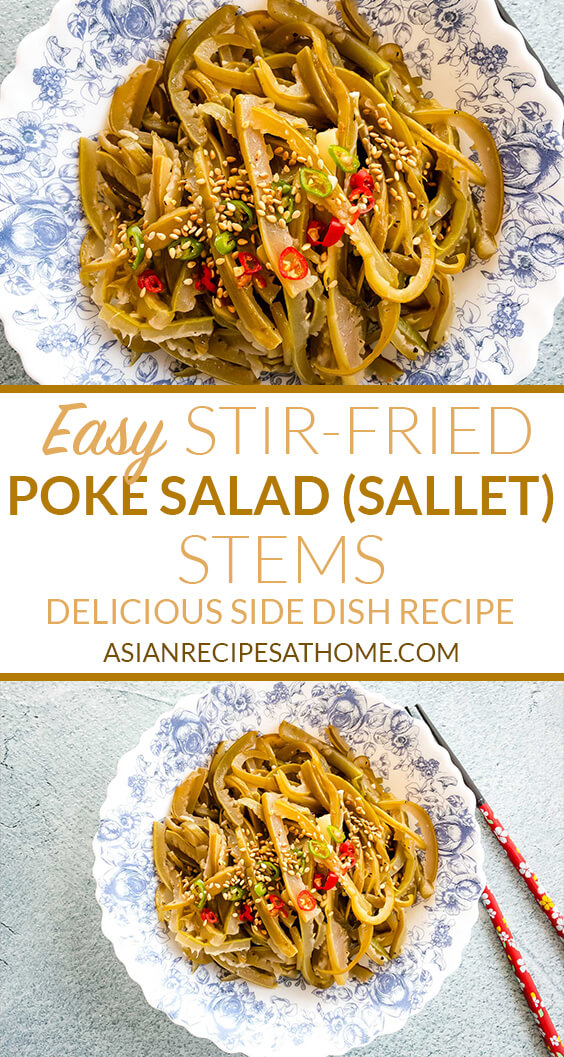 Make this delicious Stir-Fried Poke Salad (Sallet) Stems using fresh or dried pokeweed.