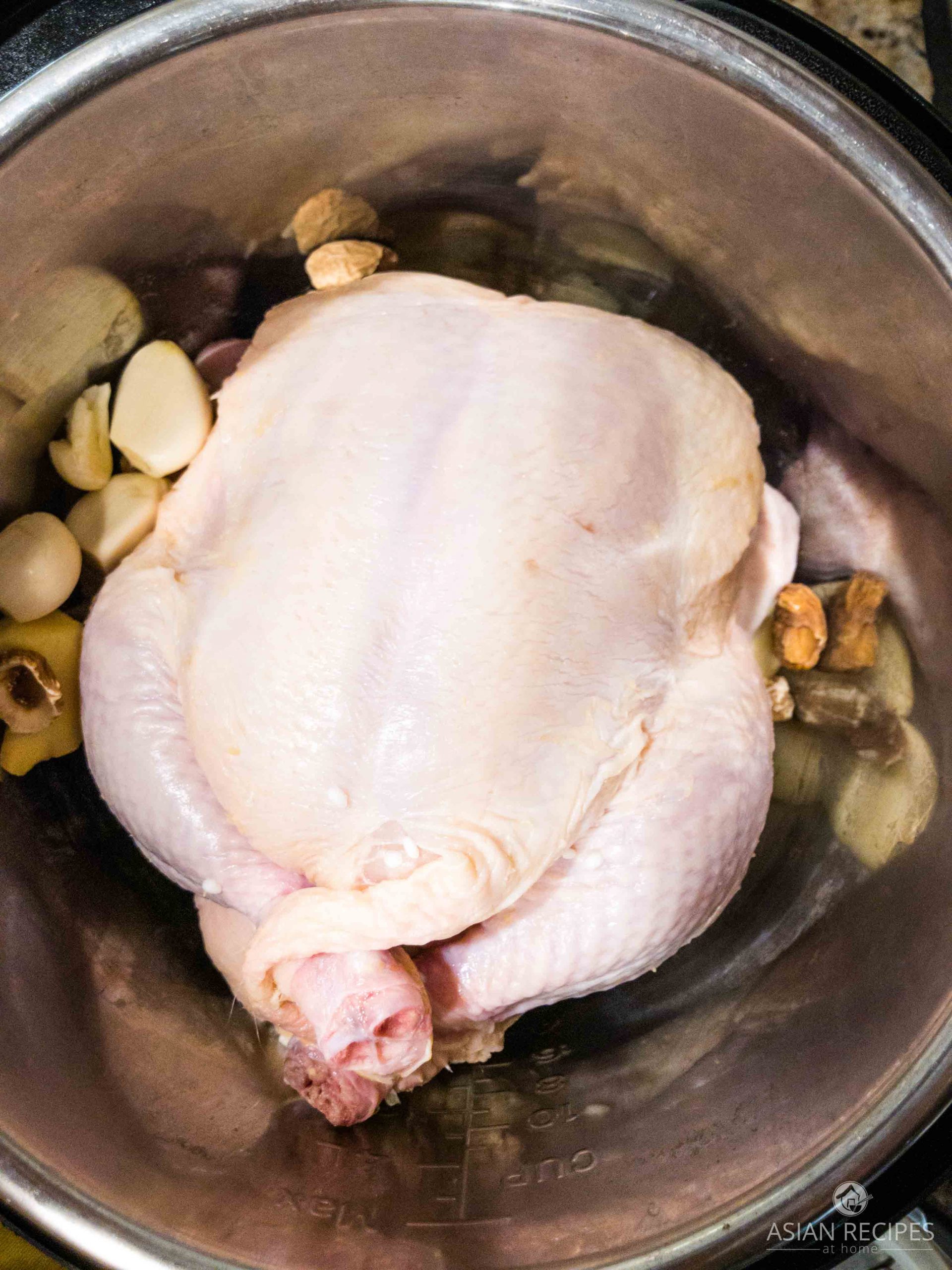 Whole chicken in the Instant Pot for the ginseng chicken soup