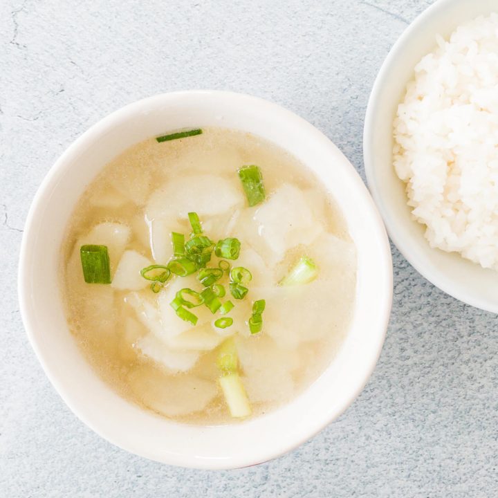 This is a super easy potato soup that is made with simple Asian-style seasonings to create a clear broth.