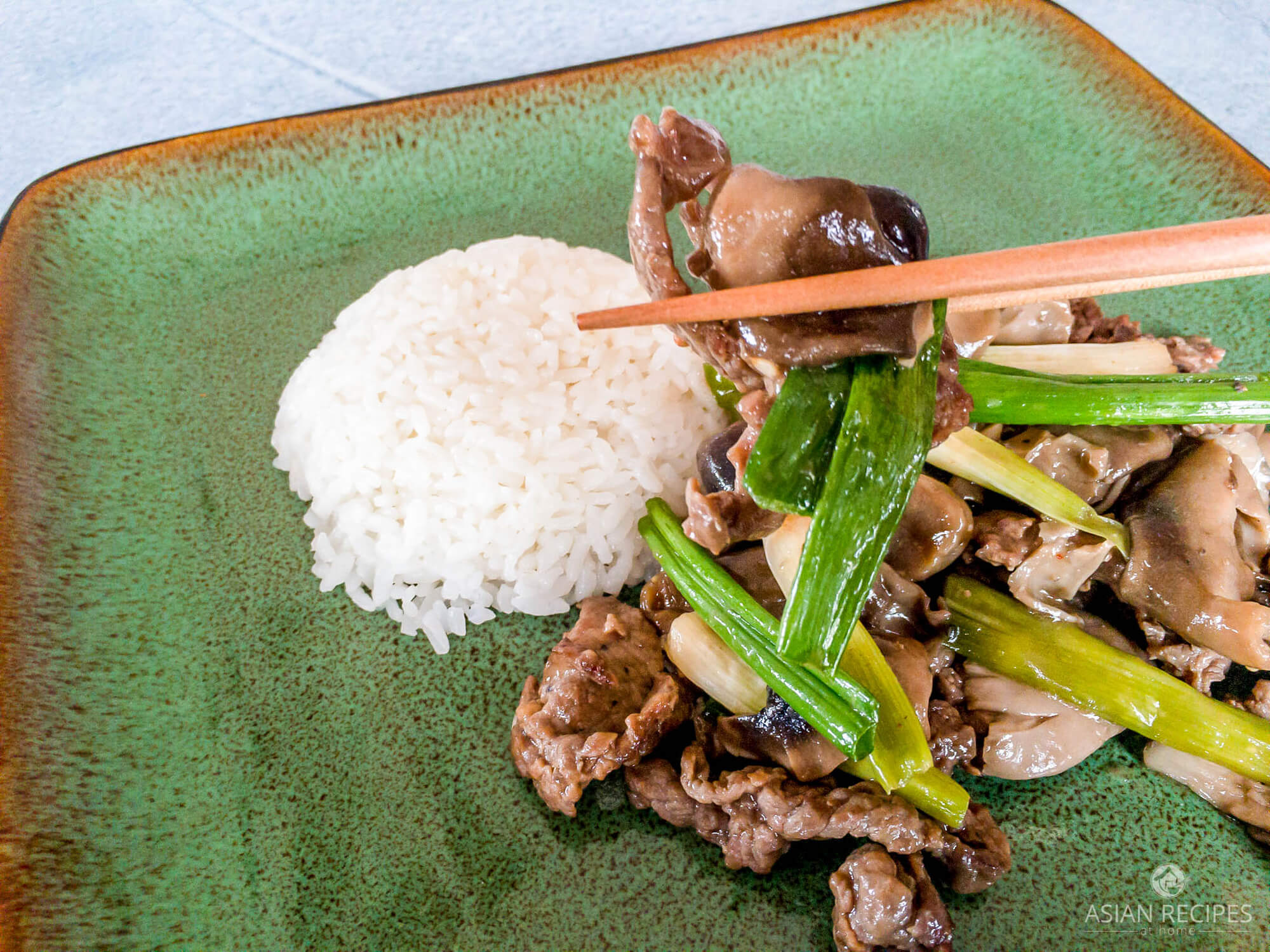 Straw mushrooms and Asian-style marinated beef are stir-fried together in this delicious and easy recipe.