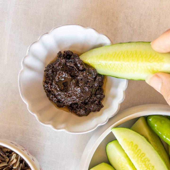 This Korean fermented soybean paste (doenjang) dip is so easy to make and goes great with veggies.
