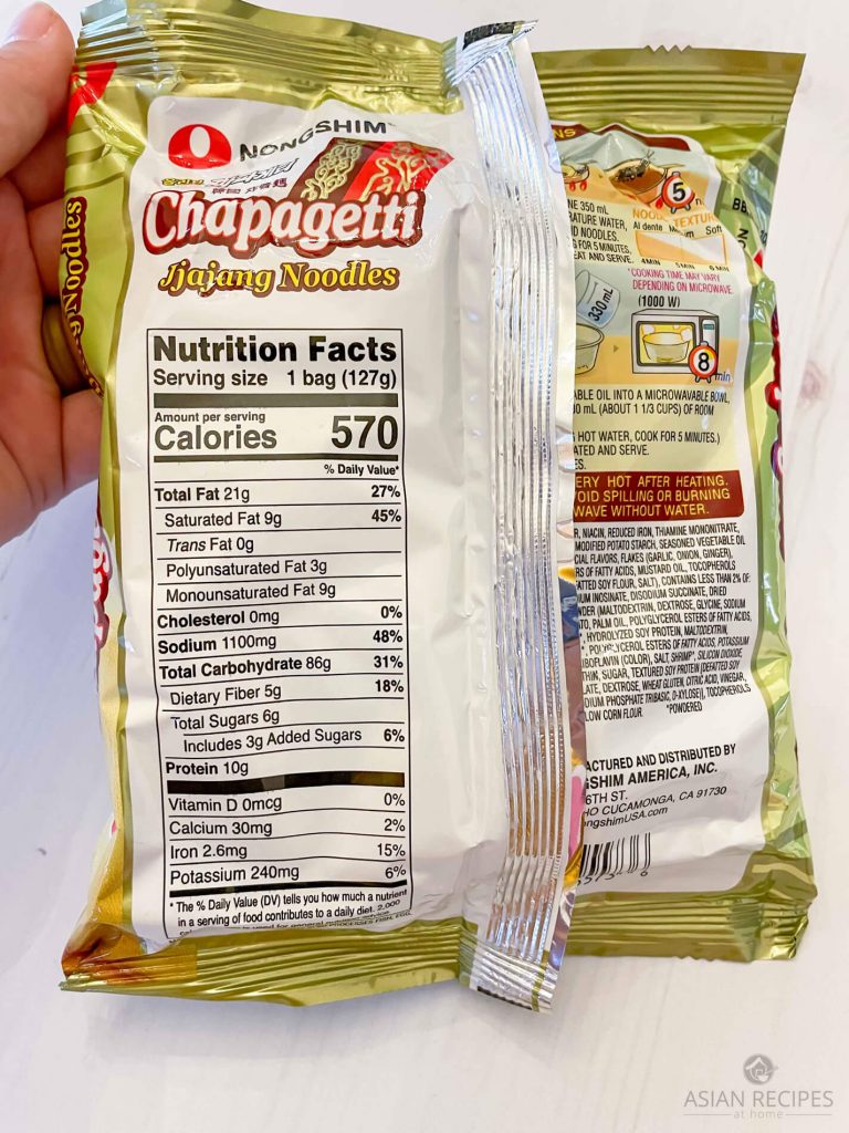 A package of Nongshim Chapagetti Jajang Noodles